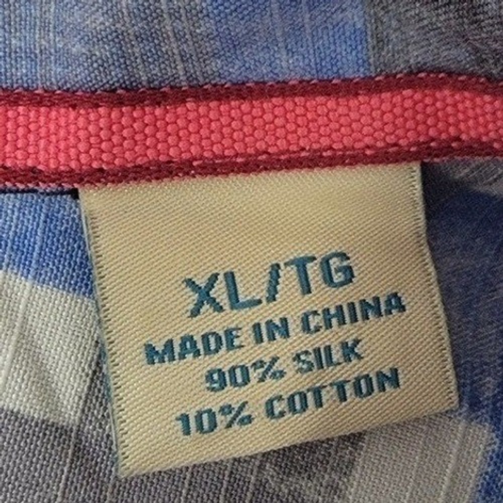Tommy‎ Bahama Shirt Mens XL Blue Plaid Silk Cotton Island Modern Fit Camp Collar - Picture 6 of 7